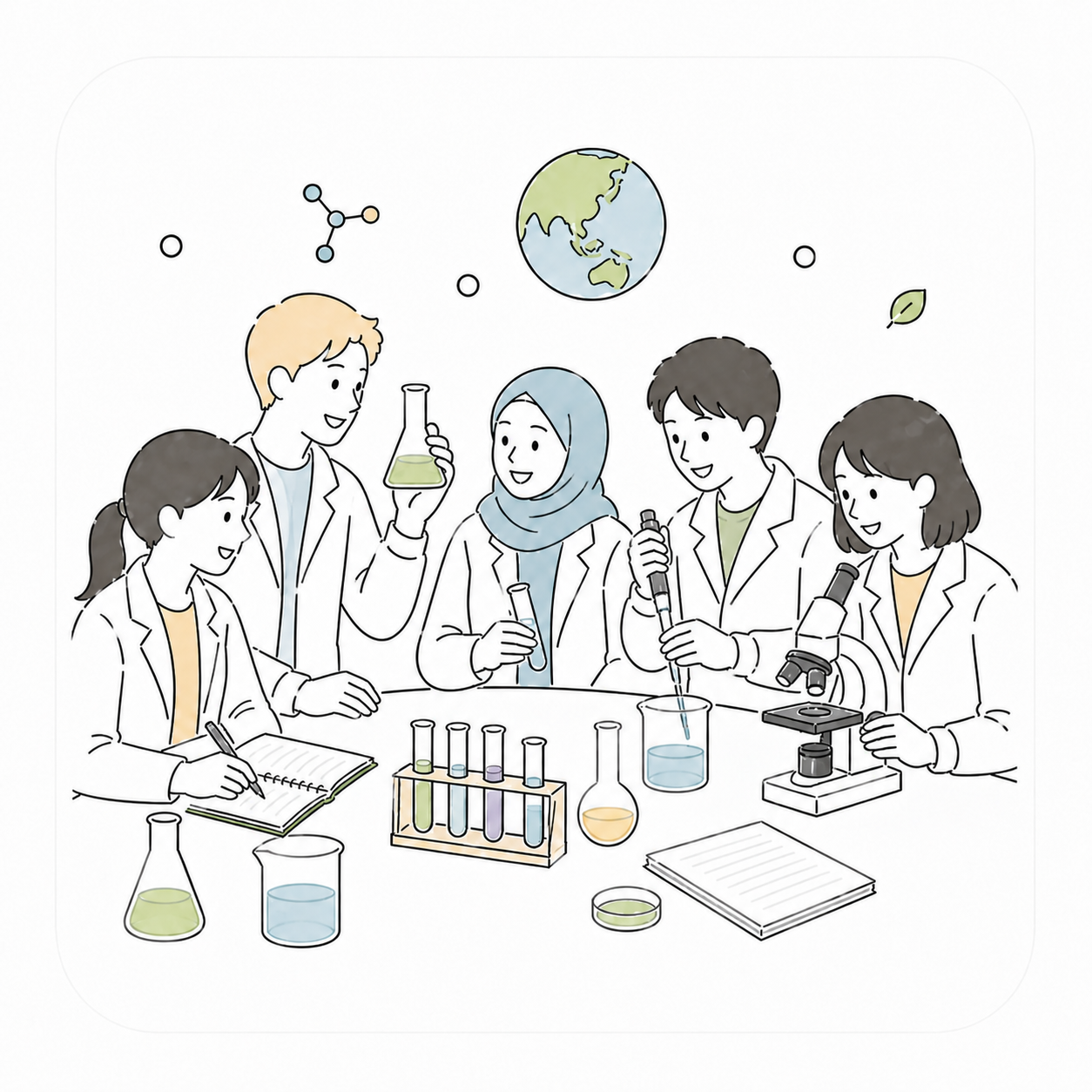 留学生との交流のイラスト