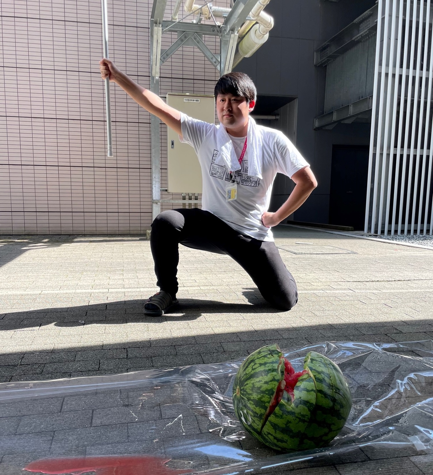 スイカ割をしました